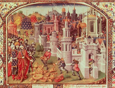 The Looting of Jerusalem after the Capture by the Christians in 1099, Illuminated Miniature from a Universal Chronicle, 1440 by Jean de Courcy